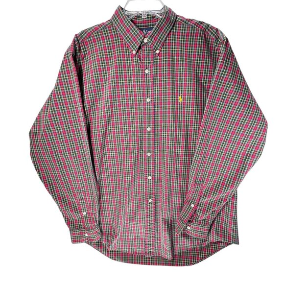 Ralph Lauren Mens XL Classic Fit Red Green Plaid Button-Down Shirt Long Sleeve - Picture 1 of 10